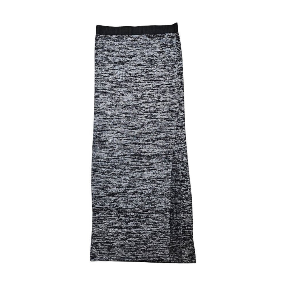 Wilfred Aritzia Speckled Grey and Black Maxi Skirt w/ Leg Slit Sz S